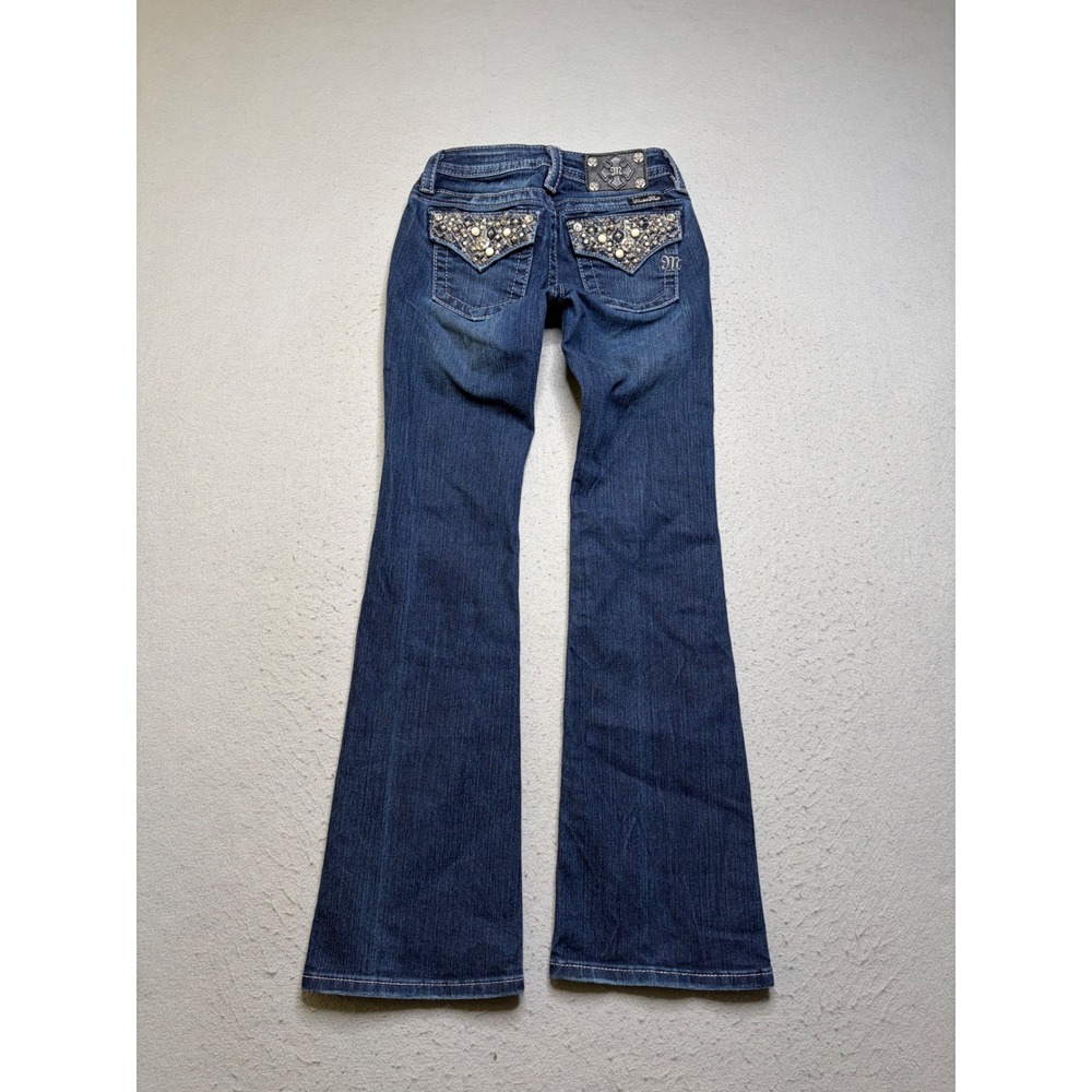 Miss Me Bootcut Jeans Girls 12 Dark Wash JK7080B Embellished Rhinestone Y2K